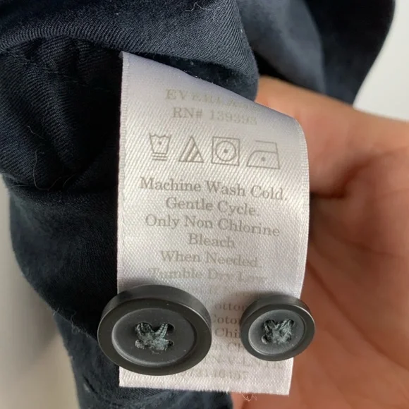 Everlane Cotton 3/4 Sleeve Button Down Black Top SZ 10 Everlane - Picture 5 of 5